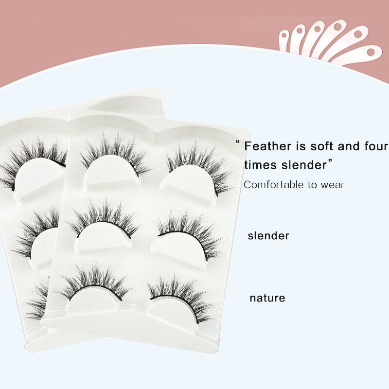 3Pairs 3D Mink False Lashes Faux Cils Natural Fluffy Dramatic Volume Eyelashes Crisscross Soft Eyelash Extension