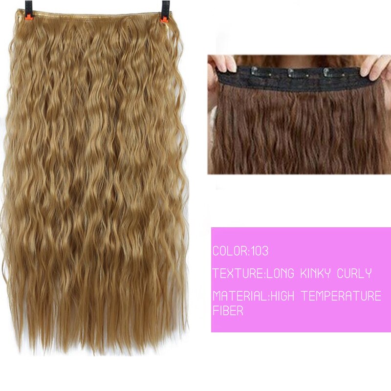 Synthetic Hair Fake Hair Extensions Clip Hairpiece V-Shaped Half Wig Natural Wavy Extension False Strands On Hairpins Women