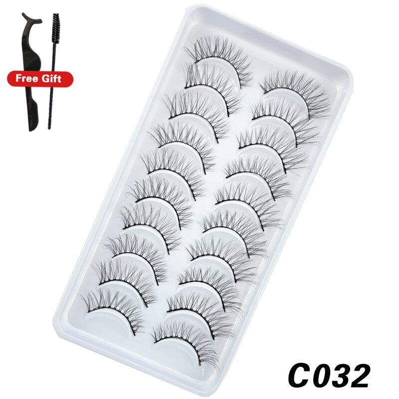 10Pairs 3D Faux Mink Lashes Natural Long Short Full Strip Lashes Soft Plump Eyelashes Extension