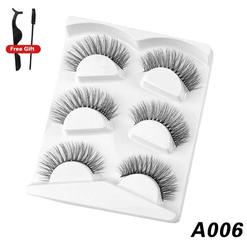 3Pairs 3D Mink False Lashes Faux Cils Natural Fluffy Dramatic Volume Eyelashes Crisscross Soft Eyelash Extension