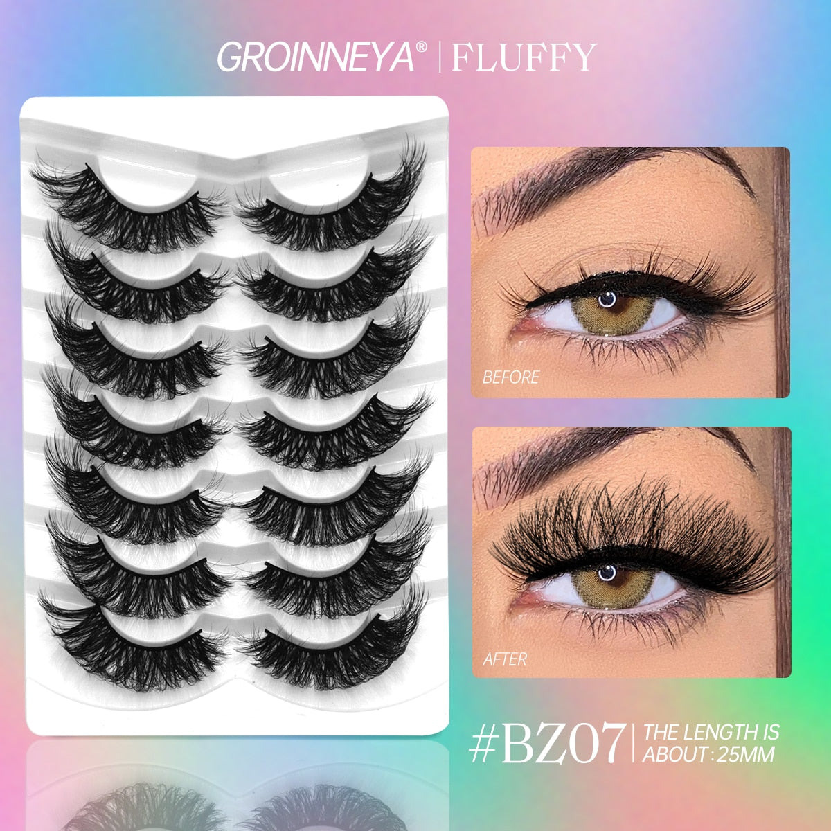 5/7 Pairs Fluffy Mink Lashes Faux Mink Eyelashes Long Lasting EyelashesDramatic Volume lashes Extension Thick Long