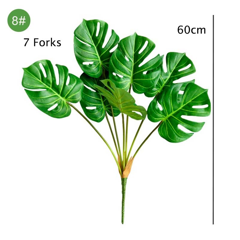 Green Artificial Palm Leaf Plastic Plants Tropical Tree Branch Fake Plants Jungle Home Garden Decor Wedding Decoration