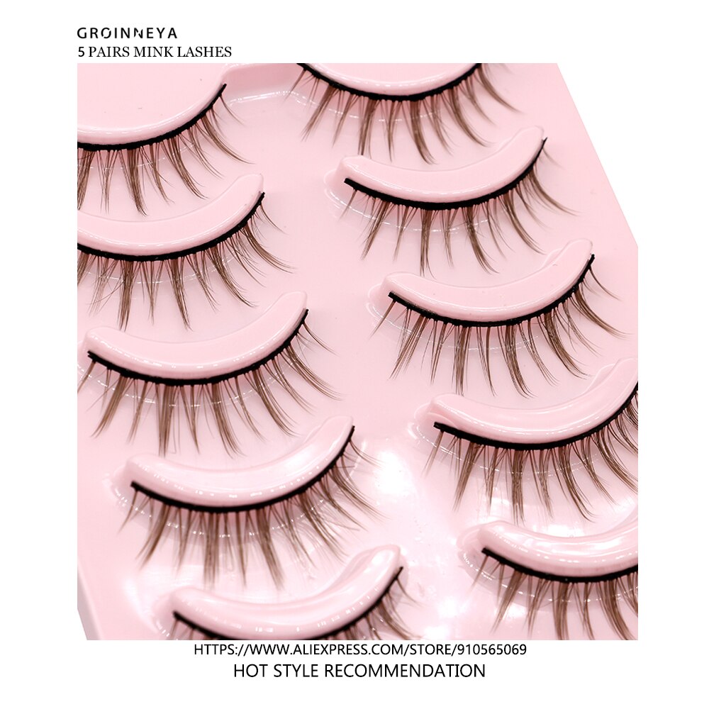 Natural Lashes 5pairs Eyelashes Cosplay 3D Faux Mink Eyelash Wispy Fluffy Soft Extension Hand Made Fake Lash