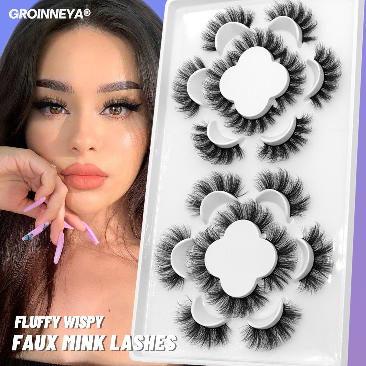 5/10 pairs 3D Faux Mink Eyelashes Long Lasting Fluffy Mink Lashes Dramatic Volume Lashes Extension Thick Long