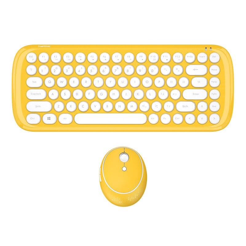 Cute Pink Wireless Keyboard Office Mouse 2.4G Keyboard and Mouse Set Round Key Cap Girly Pink Keyboard Mini Gaming