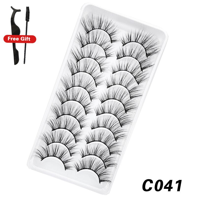 10Pairs 3D Faux Mink Lashes Natural Long Short Full Strip Lashes Soft Plump Eyelashes Extension