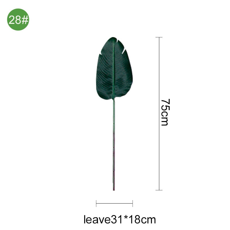 Green Artificial Palm Leaf Plastic Plants Tropical Tree Branch Fake Plants Jungle Home Garden Decor Wedding Decoration