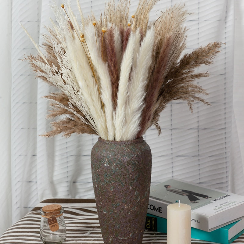 80PCS Natural Dried Pampa Grass Bouquet,Boho Home Decor Bouquet, Phragmites Dried Flowers,Bouquet for Wedding Ramadan Decoration