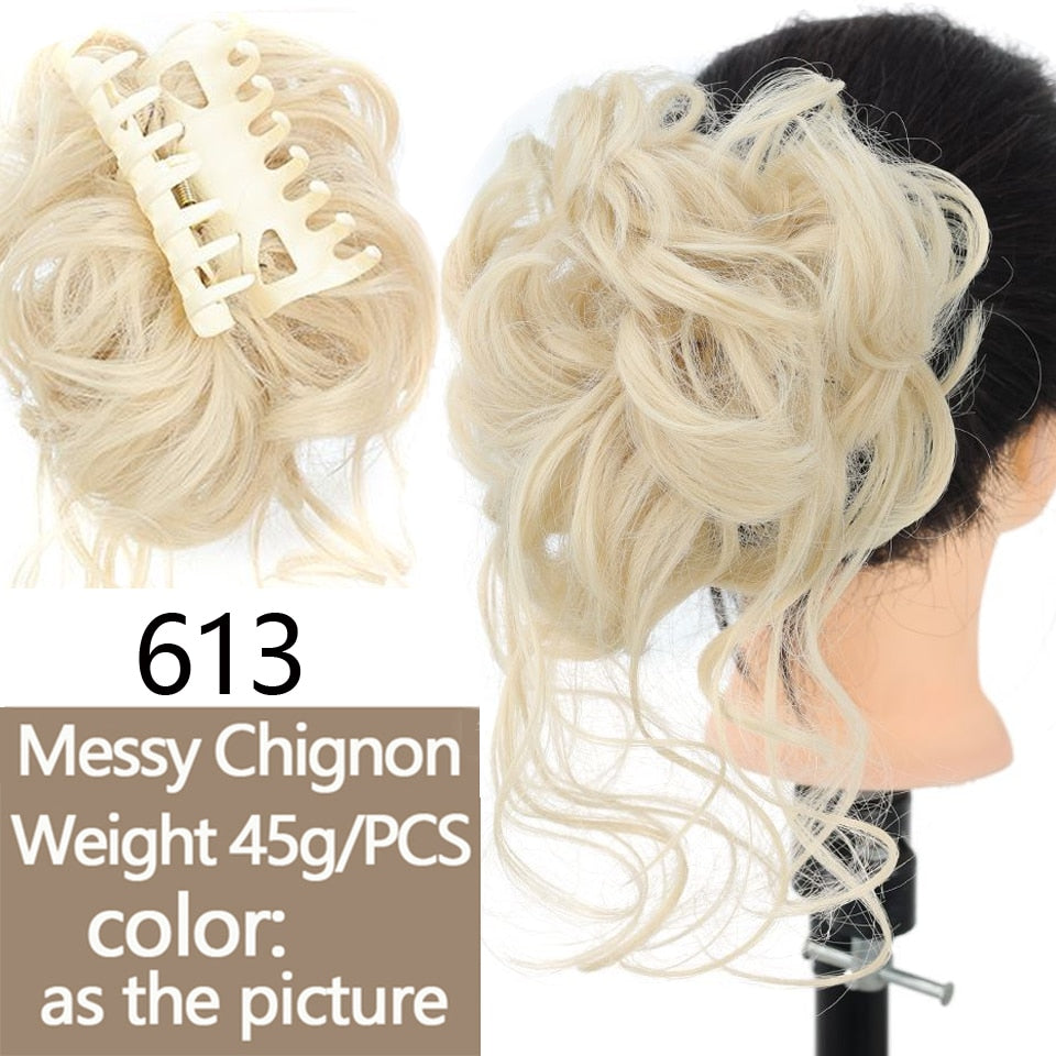 Synthetic Women Hair Buns Curly Chignon Ombre Claw Hair Messy Buns Updo claw Clip In Hairpiece For Women