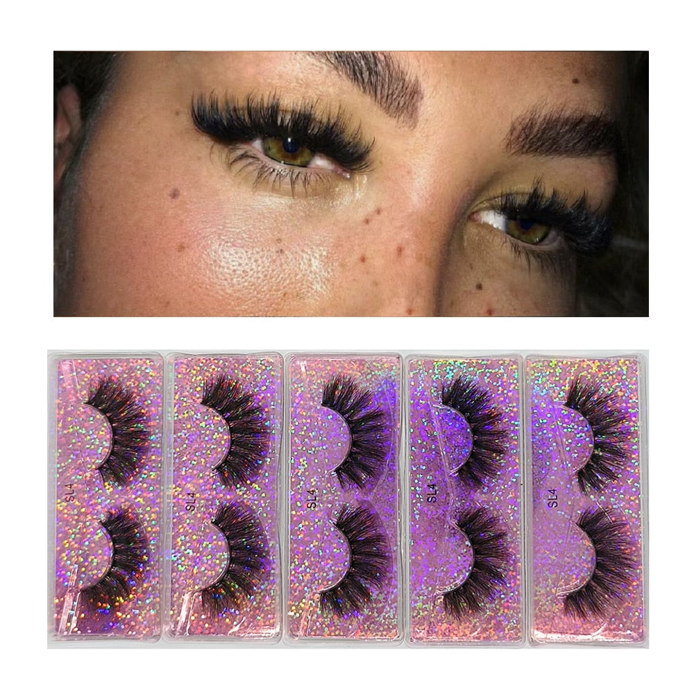5 Pairs 3D Mink Lashes Fluffy Soft Wispy Natural Cross Eyelash Extension Reusable Lashes