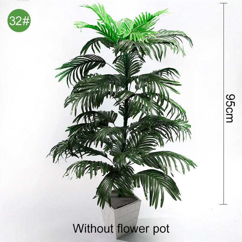 Green Artificial Palm Leaf Plastic Plants Tropical Tree Branch Fake Plants Jungle Home Garden Decor Wedding Decoration