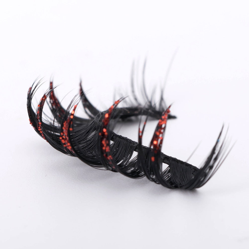 Luminous Dramatic glitter colored lashes Russian volume faux mink strip lashes party sequins false lashes