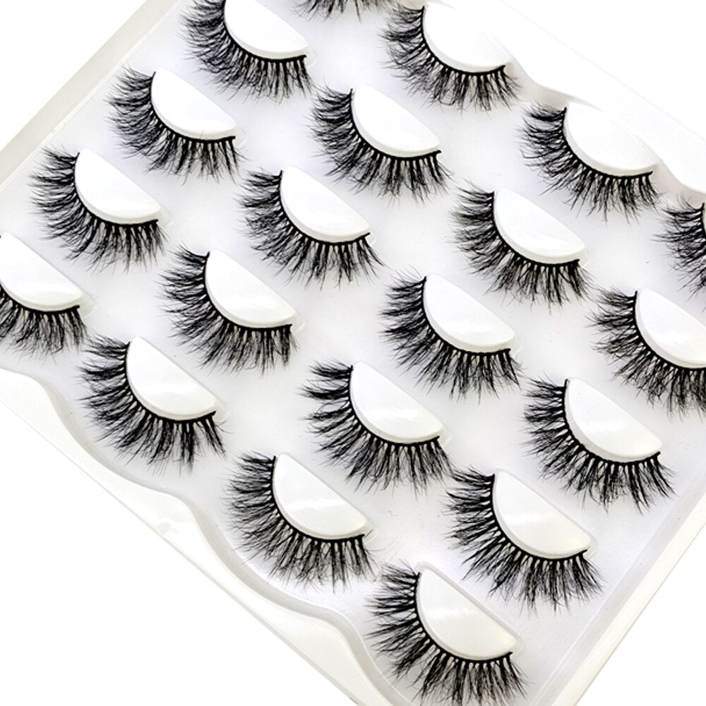 10Pairs Natural Long 3D Mink Lashes Soft Short Faux Cils Handmade Fake Lashes Eyelash Extension
