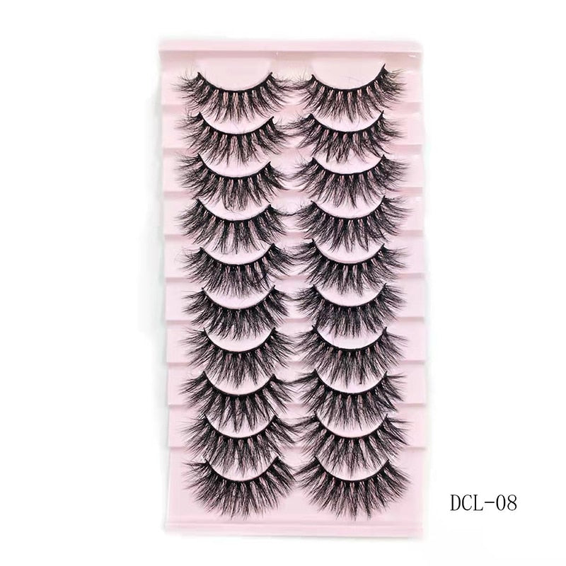 10 Pairs Faux Mink Lashes Natural False Eyelashes Fluffy Soft Wispy Dramatic Volume Lash Extension Wispy Long 3D