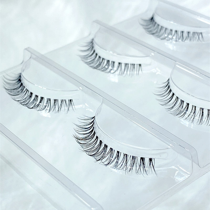 5 pairs short Mink Lashes 3D Mink Eyelashes Invisible Band Natural Black Mink False Eyelash Full Strip Reusable
