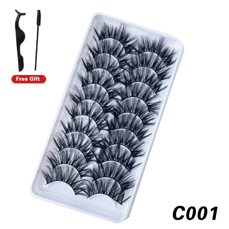 10Pairs 3D Faux Mink Lashes Natural Long Short Full Strip Lashes Soft Plump Eyelashes Extension
