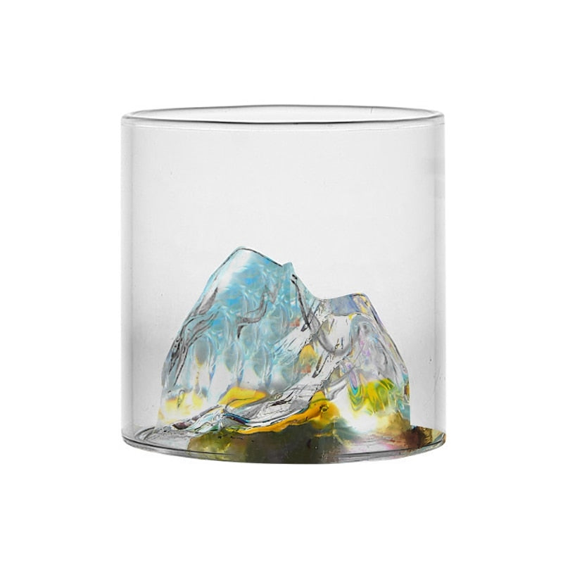 Japanese Whisky Glass Cup 3D Mountain Water Glass Glacier Mug Vodka Wine Cup Glass Fuji Artwork Gift Whisky Bottle Drinkware