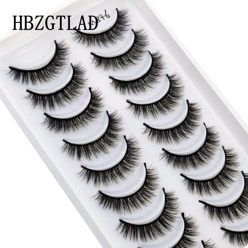 10 pairs Eyelashes 3D Natural False Lashes Fluffy Soft Cross Fake Lashes Wispy Natural