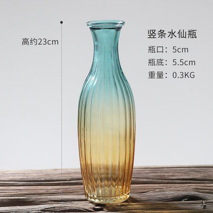 European Hipster Embossed Transparent Glass Vase Living Room Flower Home Decoration Vases For Homes Flowers Wedding Decoration