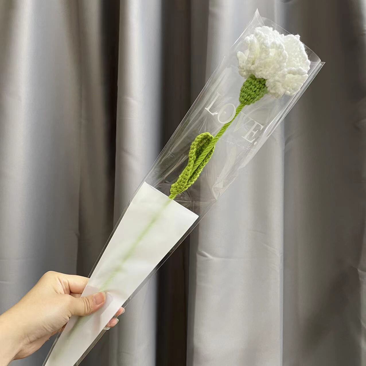 Knitting Flower Rose Carnation Fake Flowers Bouquet Decoration Hand-woven Home Table Decorate Creative Fake Flower Gifts