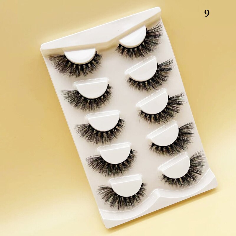 4/5Pair False Eyelashes Handmade Mink Cross Long 3D Winged Eyelash End Eye Elongated Lash Extension Natural