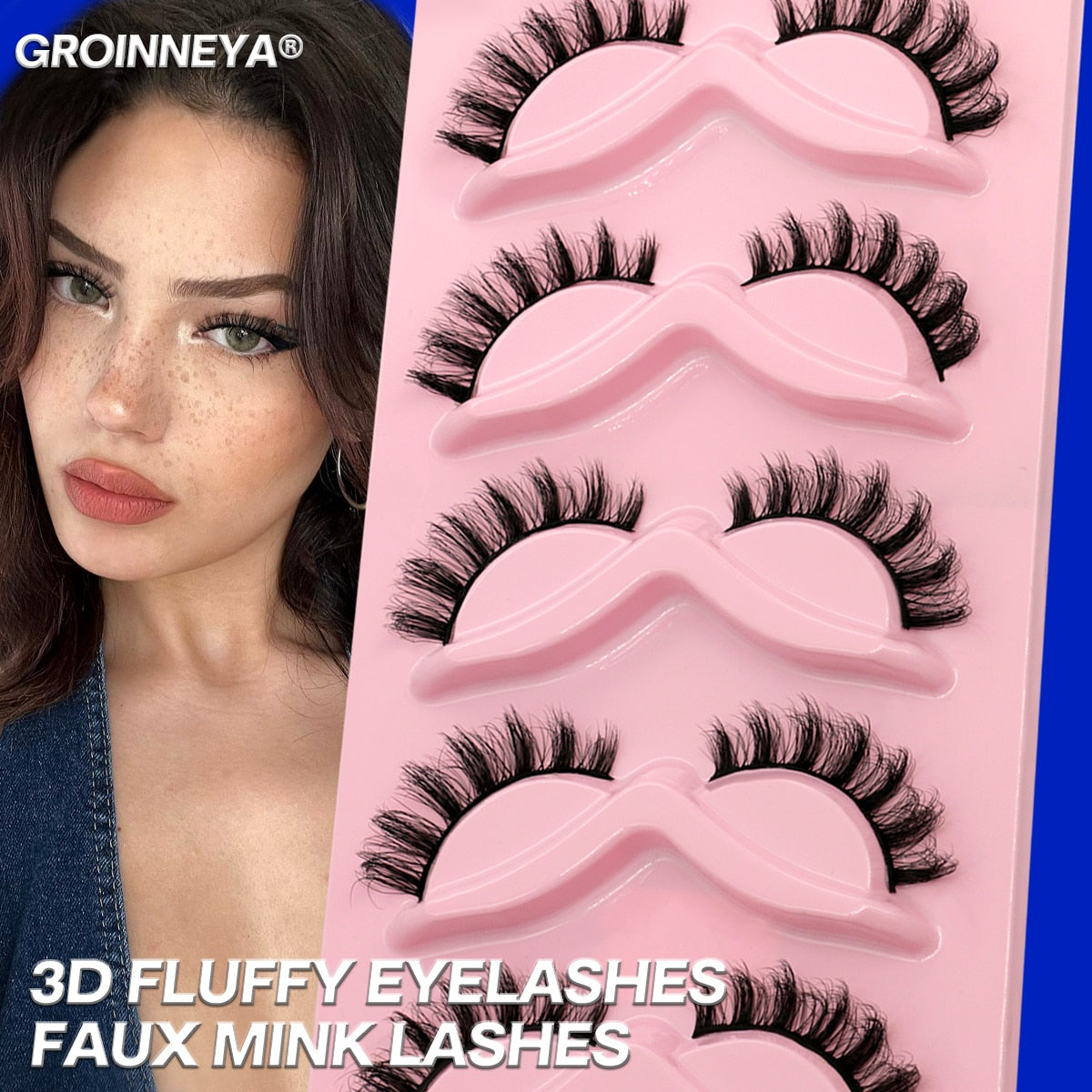 3D Mink Lashes Faux Mink Fluffy Lash 5 Pairs False Eyelashes Cat Eye Thick Mink Lashes Fluffy Short Natural Fake Lashes