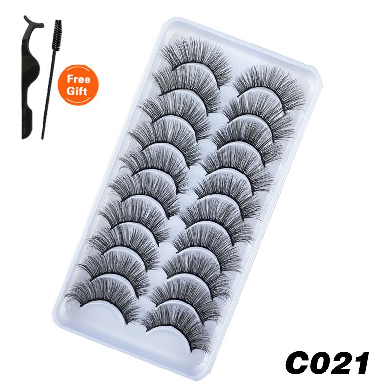 10Pairs 3D Faux Mink Lashes Natural Long Short Full Strip Lashes Soft Plump Eyelashes Extension