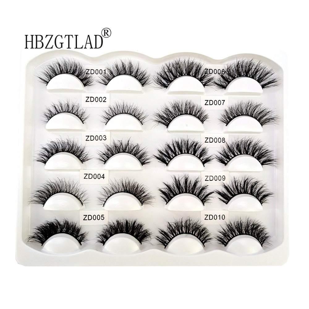 10Pairs Natural Long 3D Mink Lashes Soft Short Faux Cils Handmade Fake Lashes Eyelash Extension