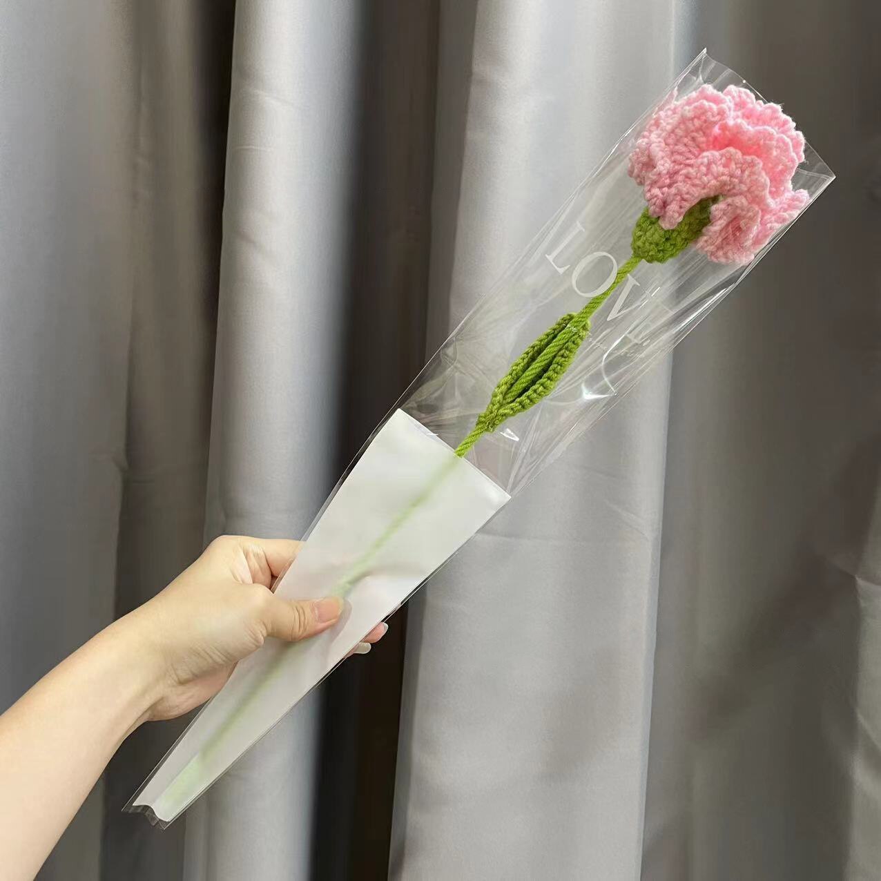 Knitting Flower Rose Carnation Fake Flowers Bouquet Decoration Hand-woven Home Table Decorate Creative Fake Flower Gifts