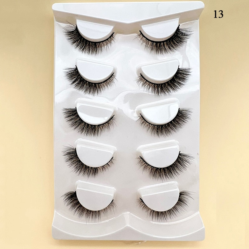 4/5Pair False Eyelashes Handmade Mink Cross Long 3D Winged Eyelash End Eye Elongated Lash Extension Natural