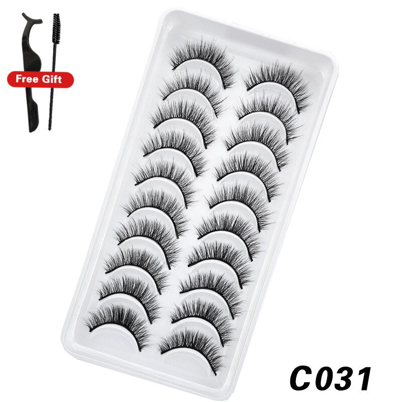 10Pairs 3D Faux Mink Lashes Natural Long Short Full Strip Lashes Soft Plump Eyelashes Extension