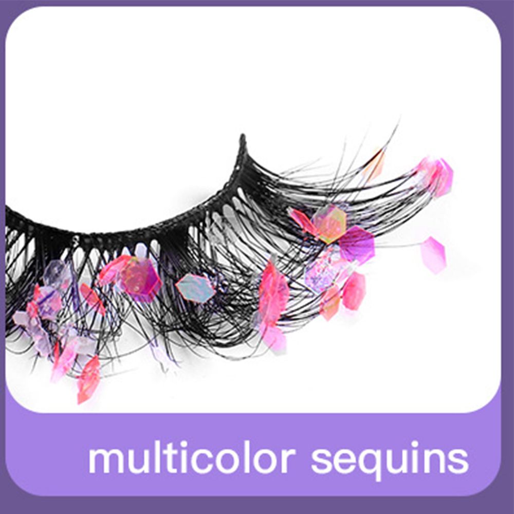 1Pair Colored Lashes Natural Long Butterfly Eyelashes Handmade Full Strip Faux Mink Lashes With Butterflies Luminous Eyelash