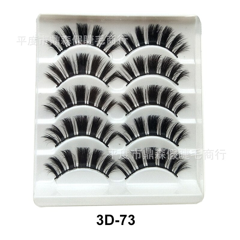 3D Mink Lash Natural False Eyelashes Faux Mink lashes 5Pair False Eyelash Reusable Thick Long Cilia