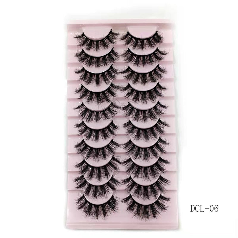 10 Pairs Faux Mink Lashes Natural False Eyelashes Fluffy Soft Wispy Dramatic Volume Lash Extension Wispy Long 3D