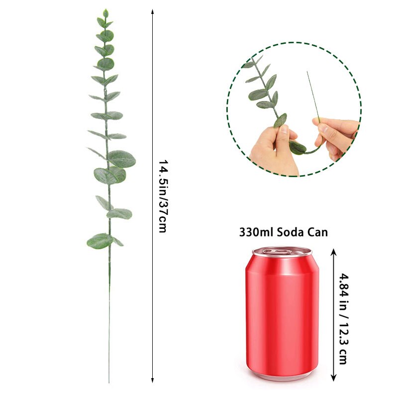 6/12/18pcs Artificial Eucalyptus Leaves Fake Plant Green Branch For Wedding Party Home Garden Decoration Wreath Flower