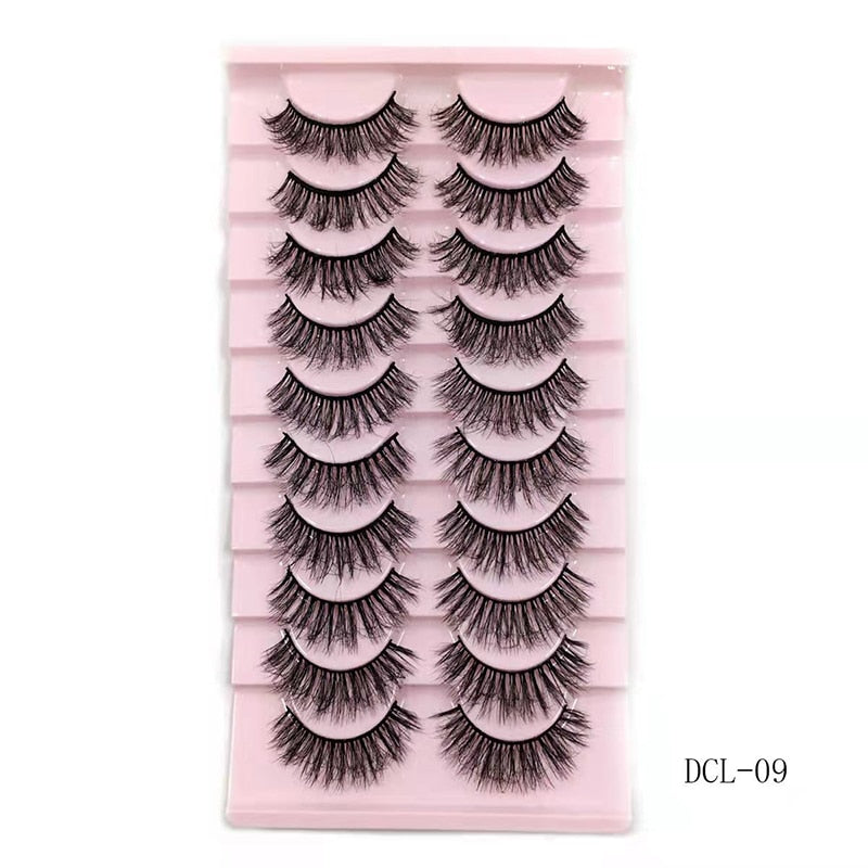 10 Pairs Faux Mink Lashes Natural False Eyelashes Fluffy Soft Wispy Dramatic Volume Lash Extension Wispy Long 3D