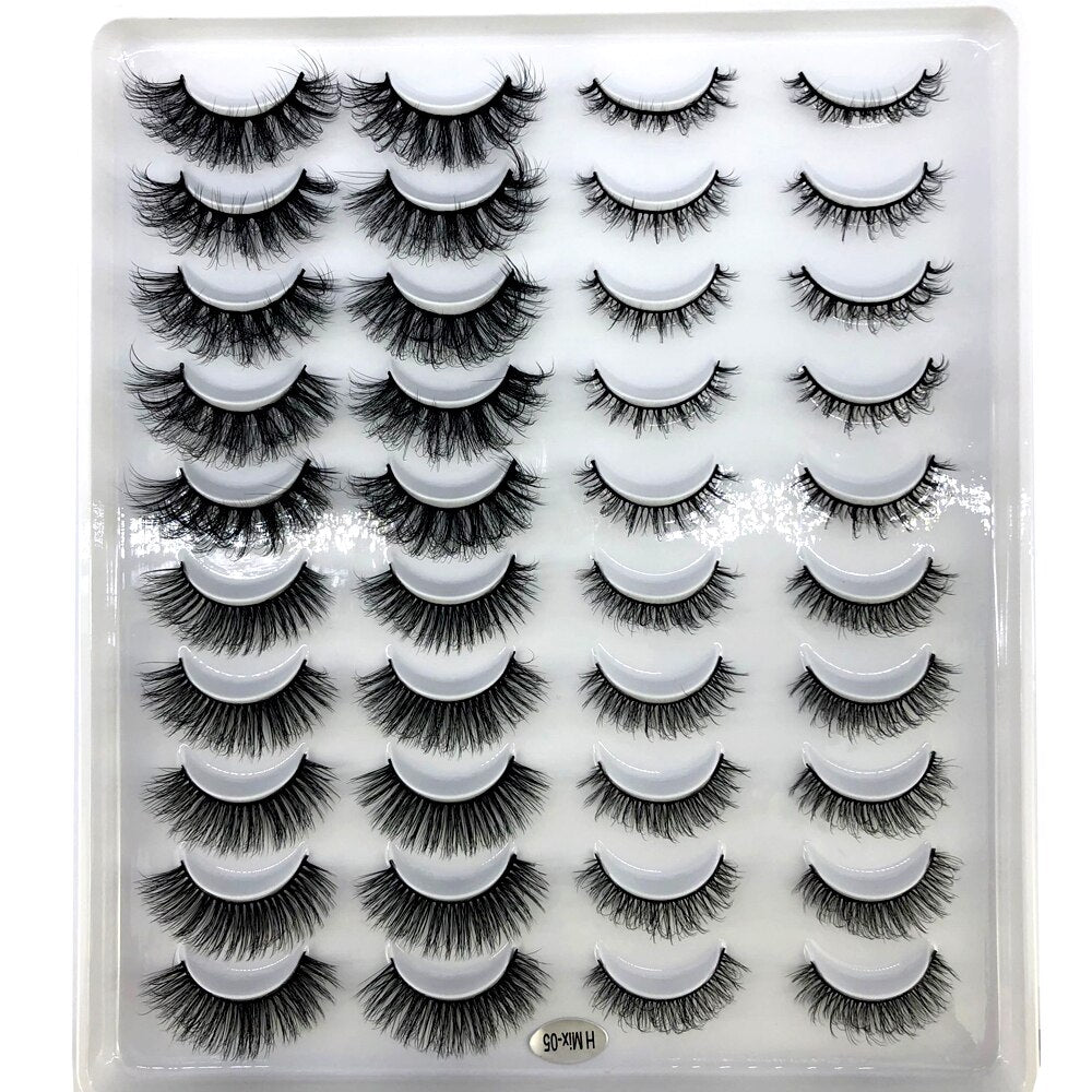 20 Pairs Fluffy Lashes 25mm 3D Mink Lashes Long Thick Natural False Eyelashes Mink Eyelashes