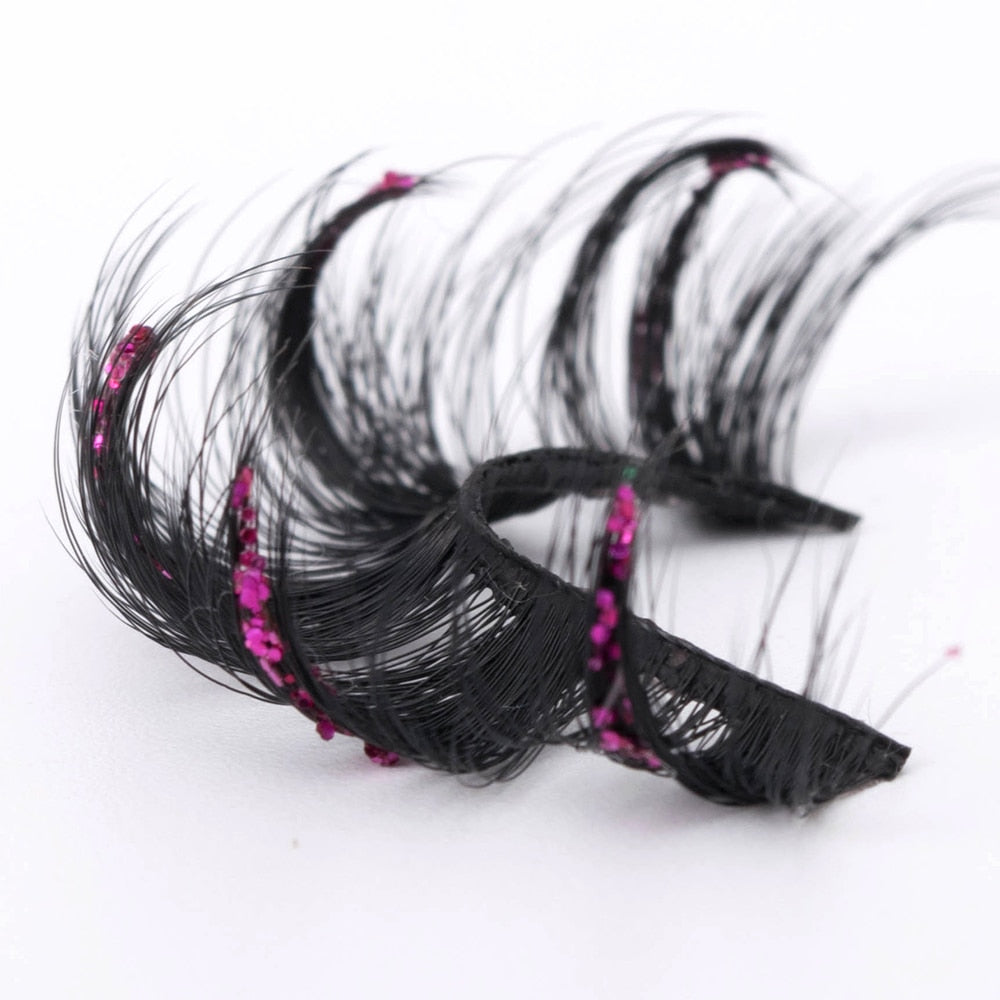Luminous Dramatic glitter colored lashes Russian volume faux mink strip lashes party sequins false lashes