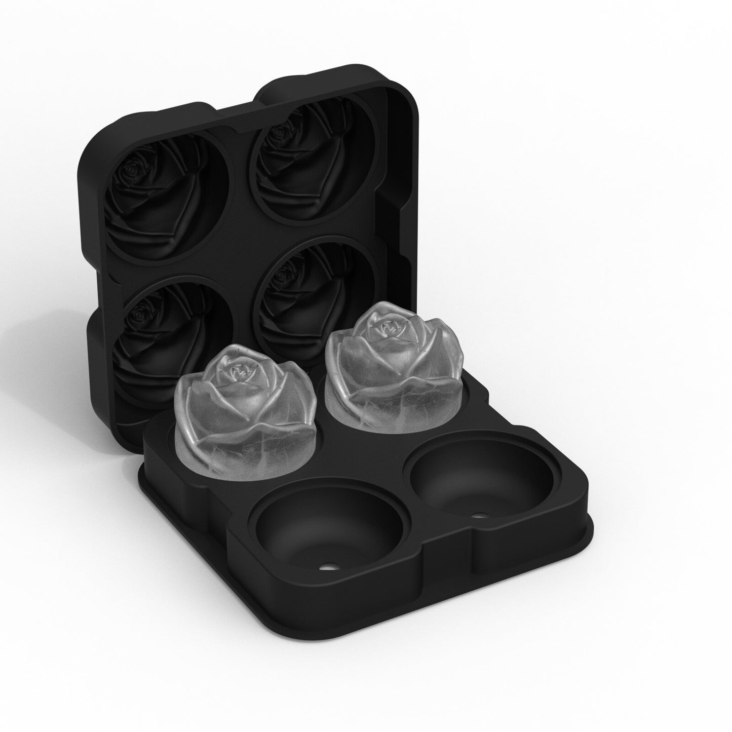 Luxury Rose Shape Ice Mold Chocolate Mold with Lid Refrigerator Silicone Home Reusable Bar Party Cool Whiskey Ice Cream Bar Tool