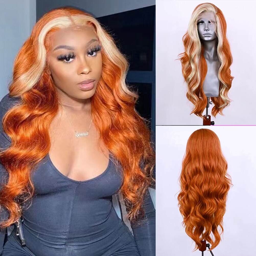 Synthetic Lace Front Wig Highlight Silver Grey Mix Color Wigs Women Daily Use Cosplay Wig