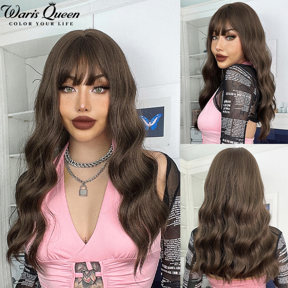 Long Wavy Ombre Black White Synthetic Wigs for Women Heat Resistant Natural Middle Part Cosplay Party Lolita Daily Hair Wigs