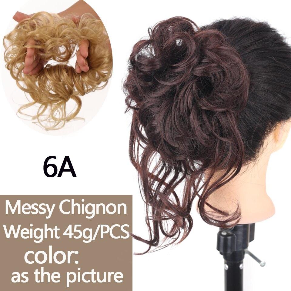 Synthetic Messy Chignon Donut Hair Bun Scrunchies Elastic Hair Rope Rubber Band Curly Hairpiece Black Brown False Hair