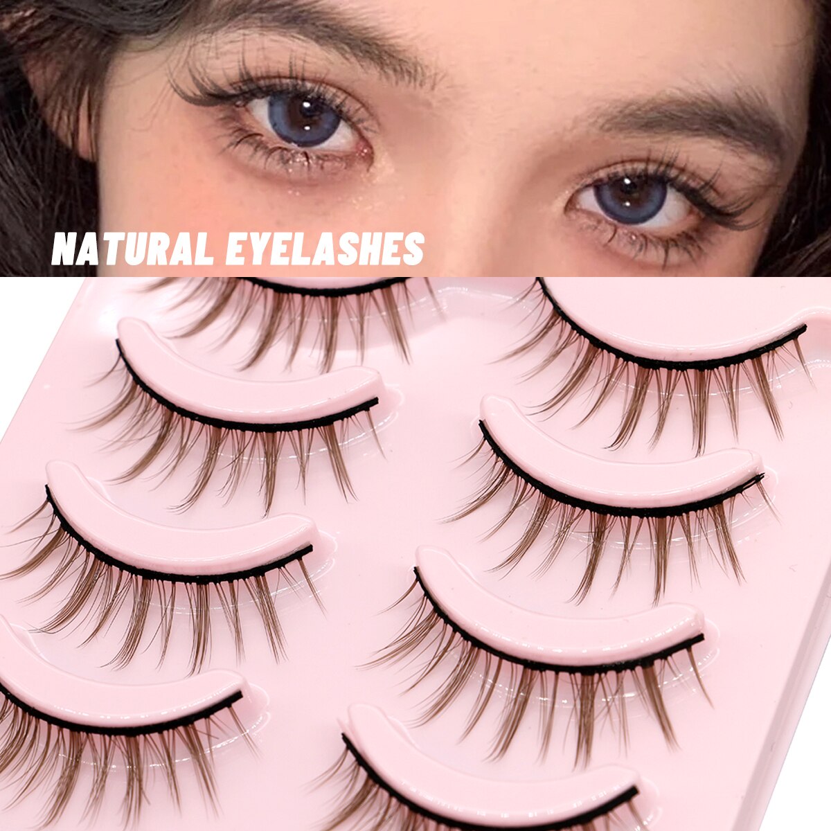 Natural Lashes 5pairs Eyelashes Cosplay 3D Faux Mink Eyelash Wispy Fluffy Soft Extension Hand Made Fake Lash