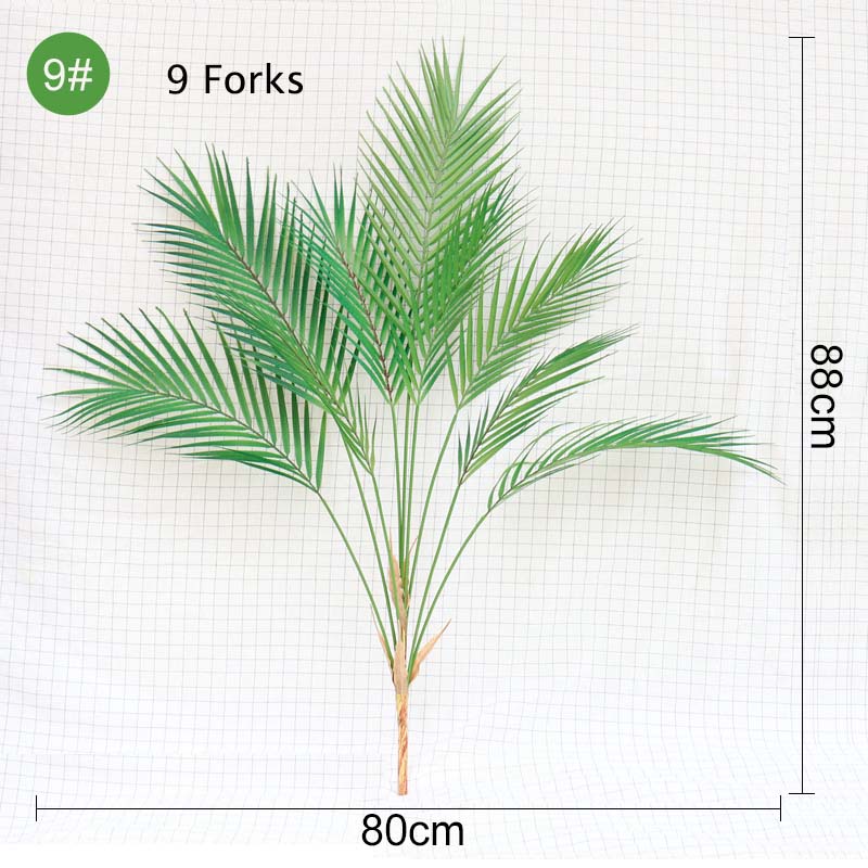 Green Artificial Palm Leaf Plastic Plants Tropical Tree Branch Fake Plants Jungle Home Garden Decor Wedding Decoration