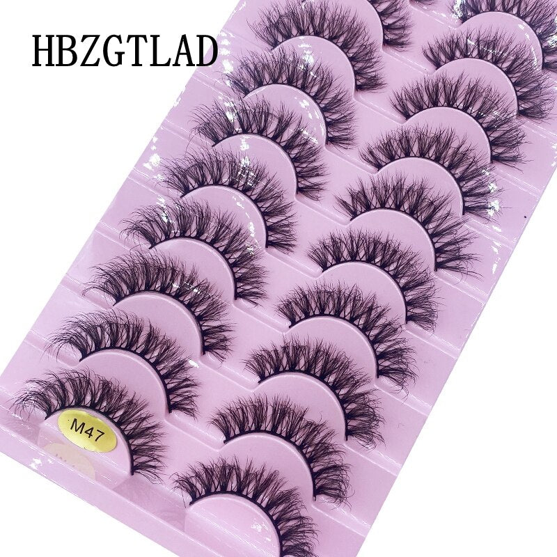 10 pairs Eyelashes 3D Natural False Lashes Fluffy Soft Cross Fake Lashes Wispy Natural