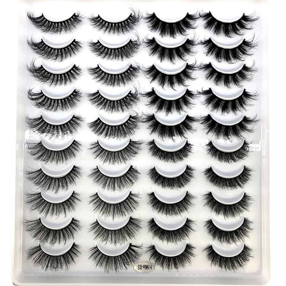 20 Pairs Fluffy Lashes 25mm 3D Mink Lashes Long Thick Natural False Eyelashes Mink Eyelashes