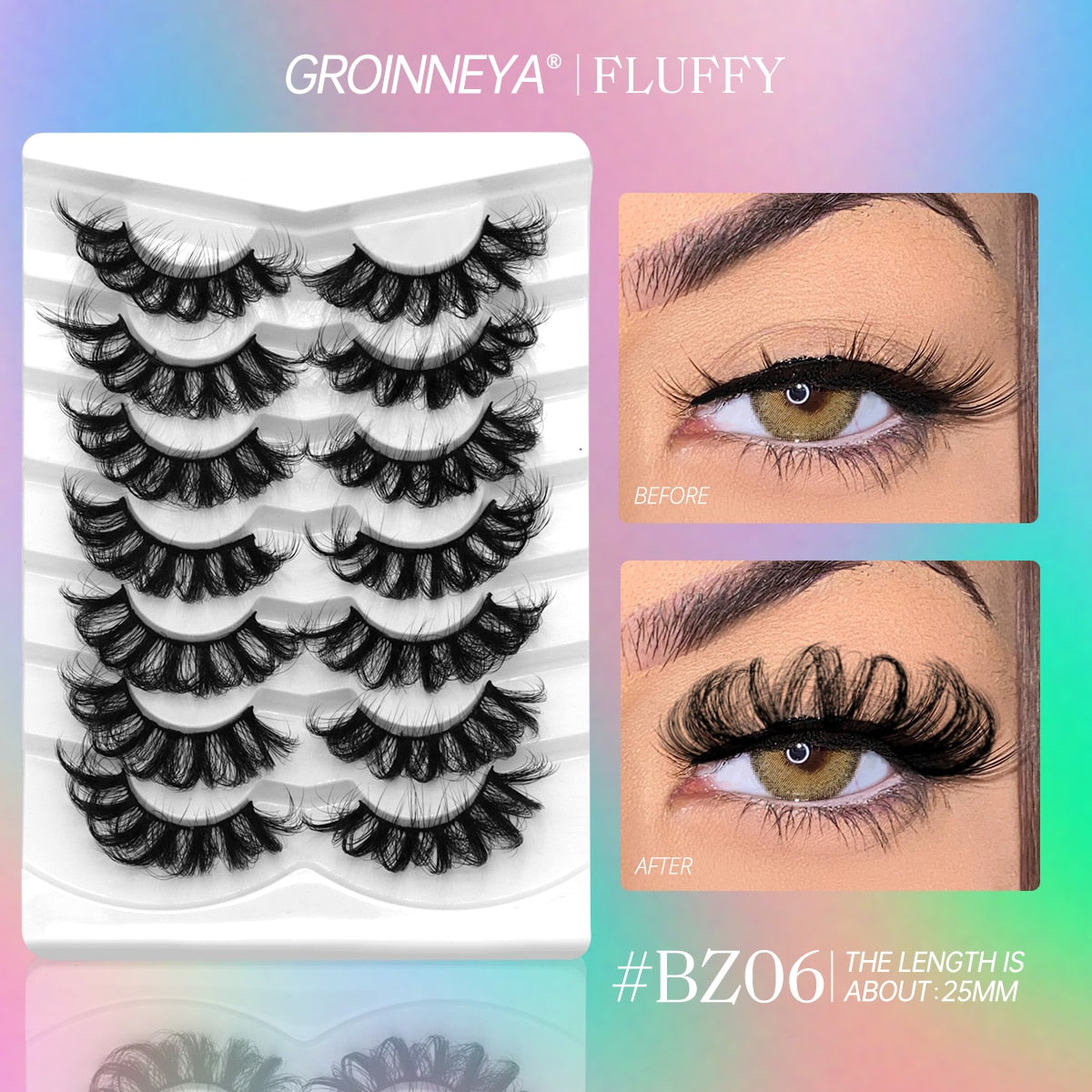 5/7 Pairs Fluffy Mink Lashes Faux Mink Eyelashes Long Lasting EyelashesDramatic Volume lashes Extension Thick Long