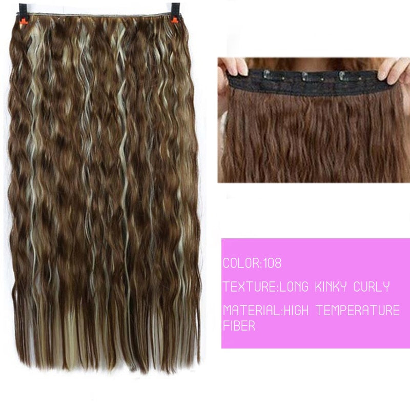 Synthetic Hair Fake Hair Extensions Clip Hairpiece V-Shaped Half Wig Natural Wavy Extension False Strands On Hairpins Women
