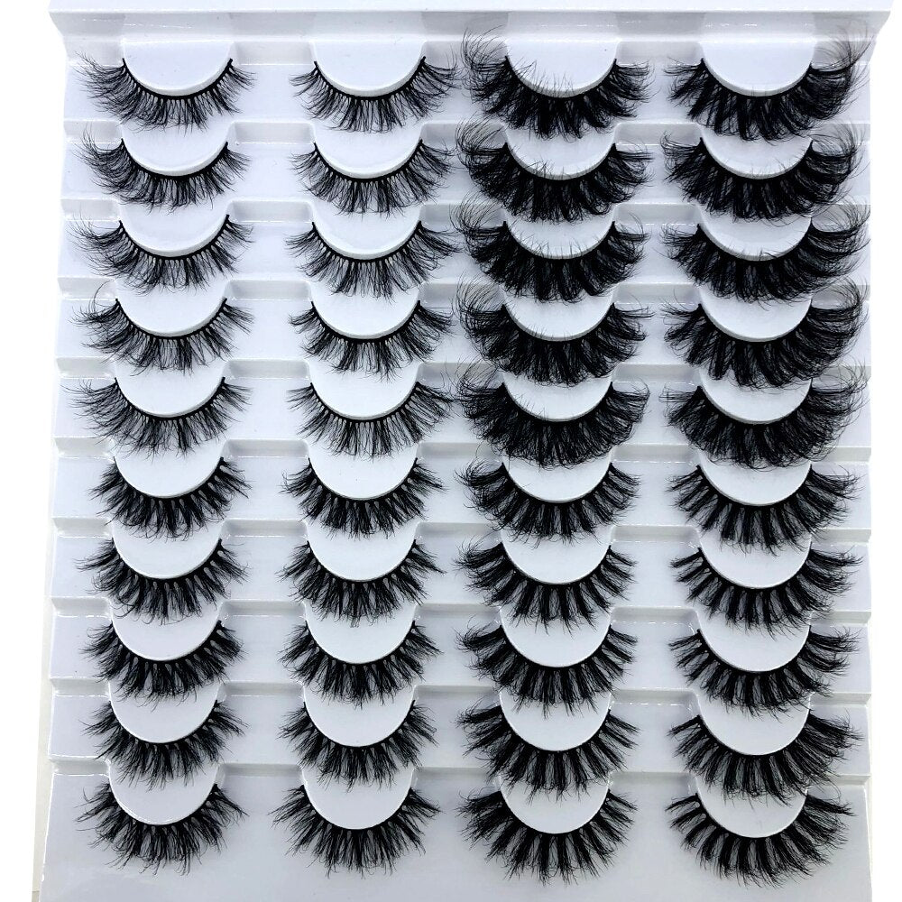 20 Pairs Fluffy Lashes 25mm 3D Mink Lashes Long Thick Natural False Eyelashes Mink Eyelashes