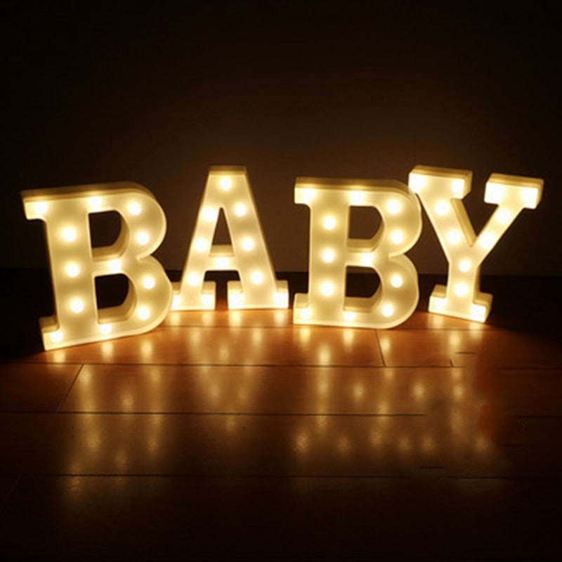Alphabet Letter LED Lights Luminous Number Lamp Decor Battery Night Light for home Wedding Birthday party Decoration